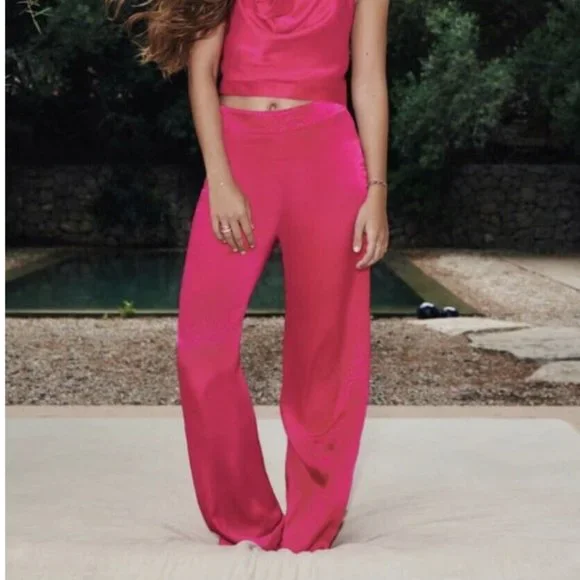 Zara | Pants & Jumpsuits | Zara Fuchsia Hot Pink Elastic